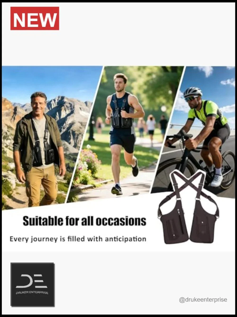 Men's Adjustable Underarm Chest Bag Anti-Theft Cross-Body Concealed Carry PU
